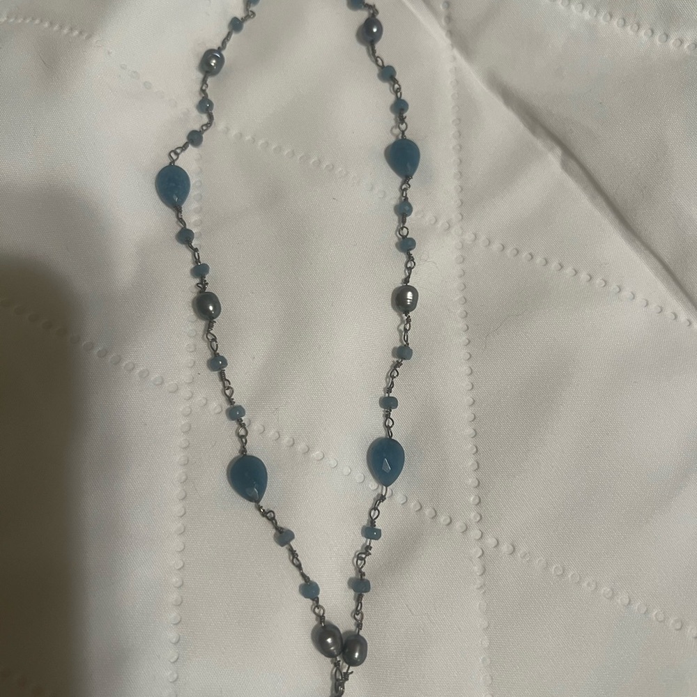 Artisan Ny Bluw chancedony Necklace with hematite